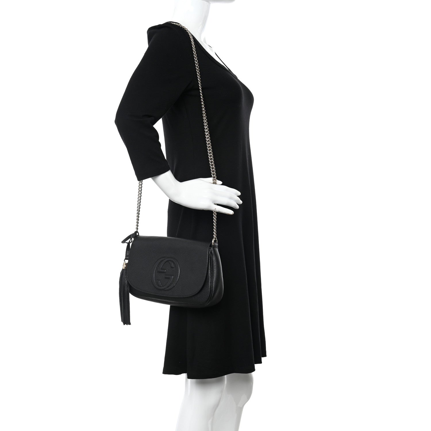 Gucci Pebbled Calfskin Medium Soho Flap Crossbody Black 2 of 14
