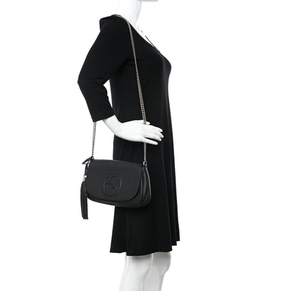 Gucci Pebbled Calfskin Medium Soho Flap Crossbody Black 2 of 14