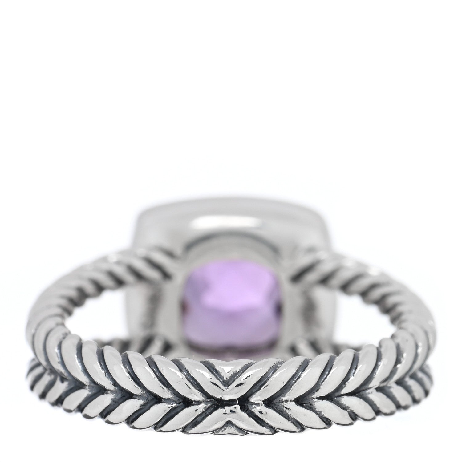 David Yurman Sterling Silver Diamond Amethyst 7mm Petite Albion Ring 52 6 3 of 4