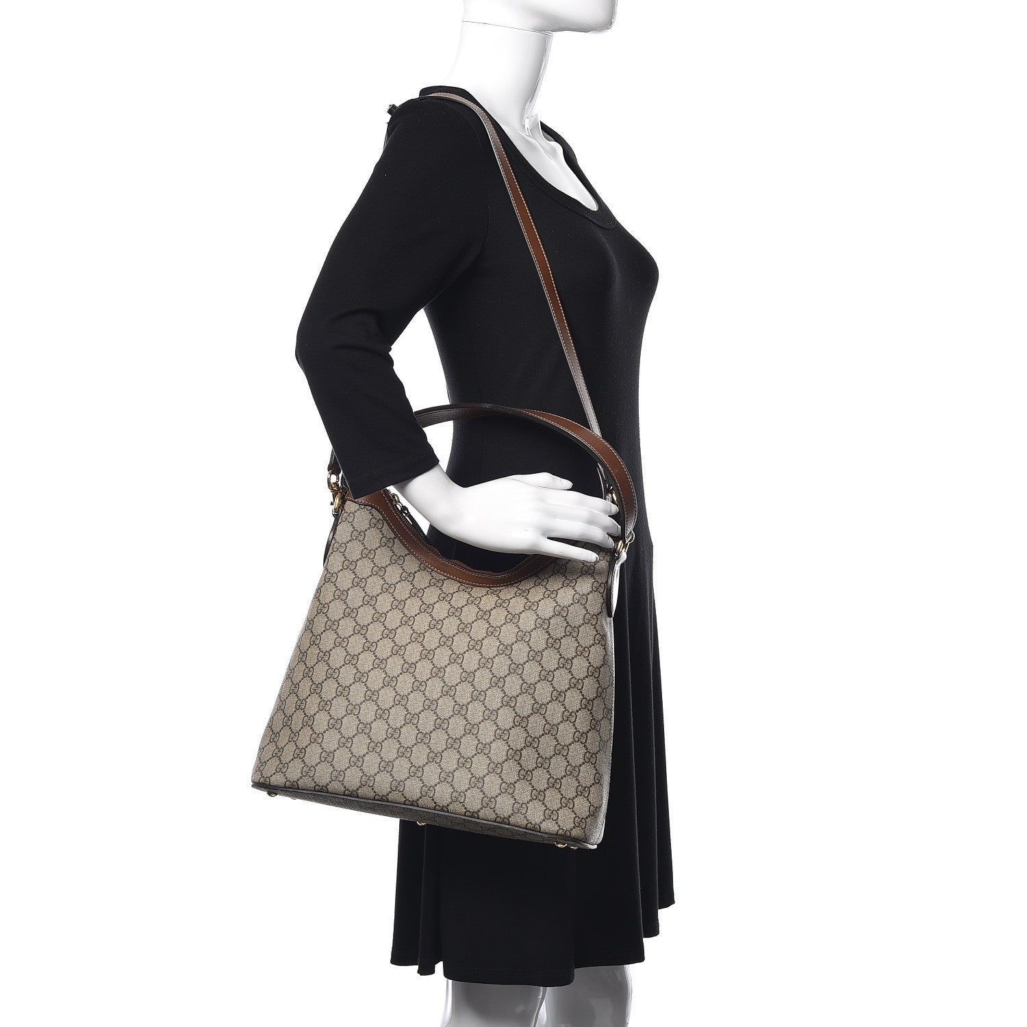 Gucci GG Supreme Monogram Linea A Hobo Brown 2 of 11