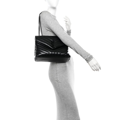 Saint Laurent Calfskin Y Quilted Monogram Monochrome Medium Loulou Chain Satchel Black 2 of 10