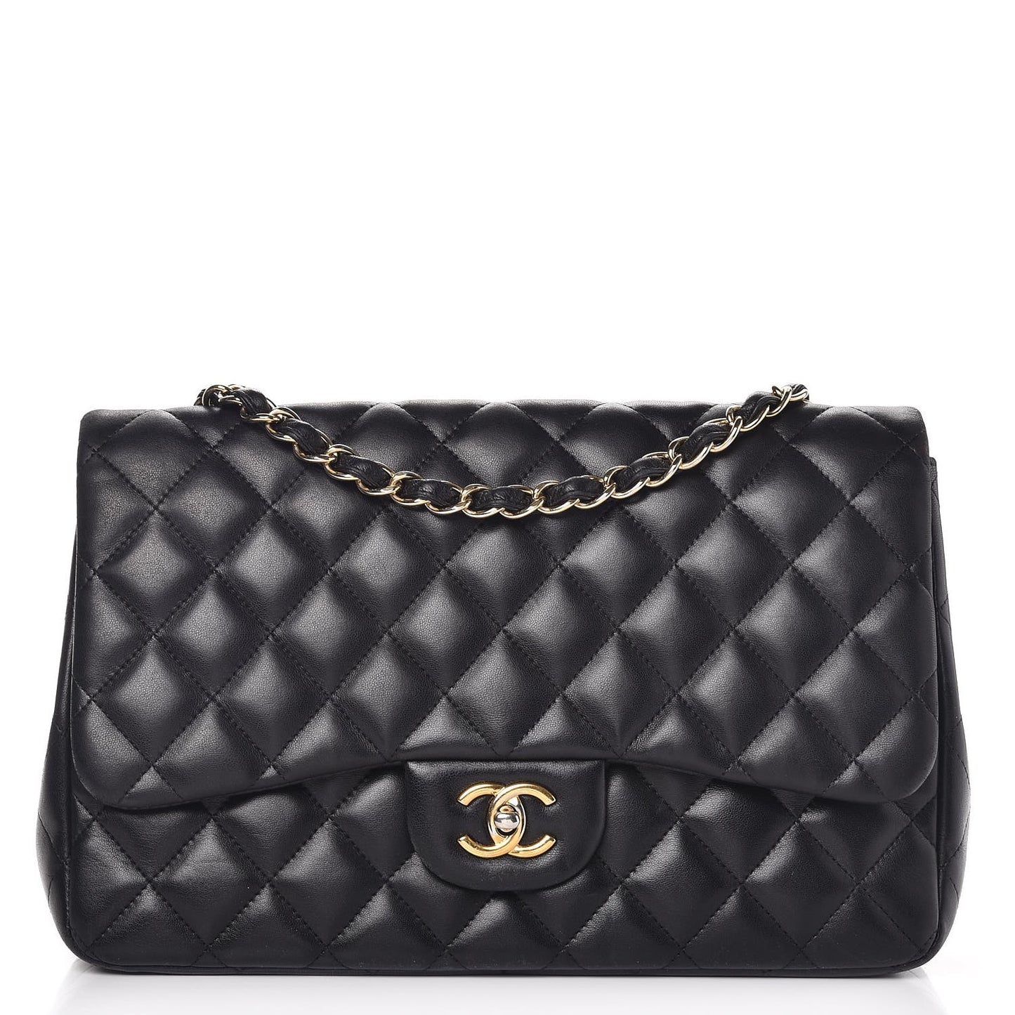 Lambskin Quilted Jumbo Single Flap Black
