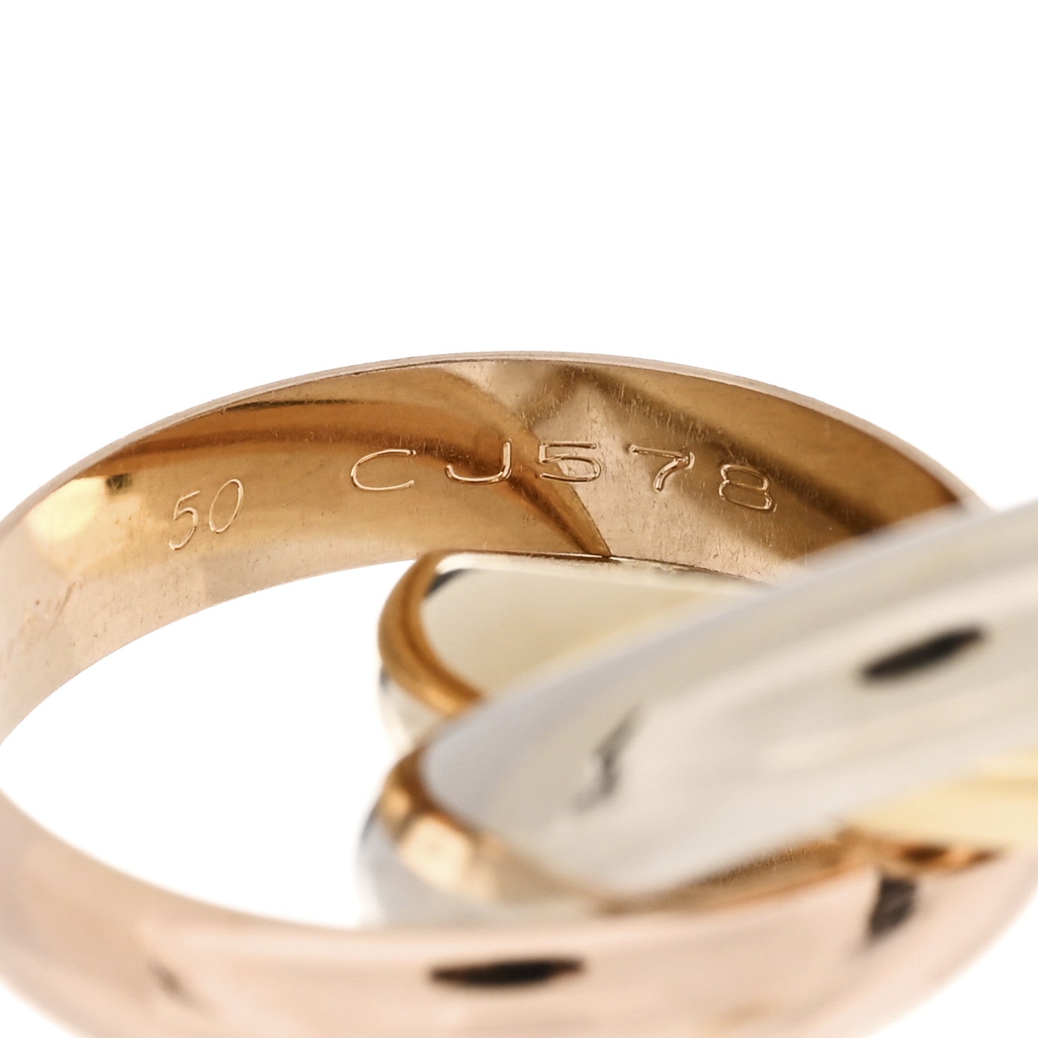 Cartier 18K Pink Yellow White Gold Classic Trinity Ring 50 5.25 5 of 5