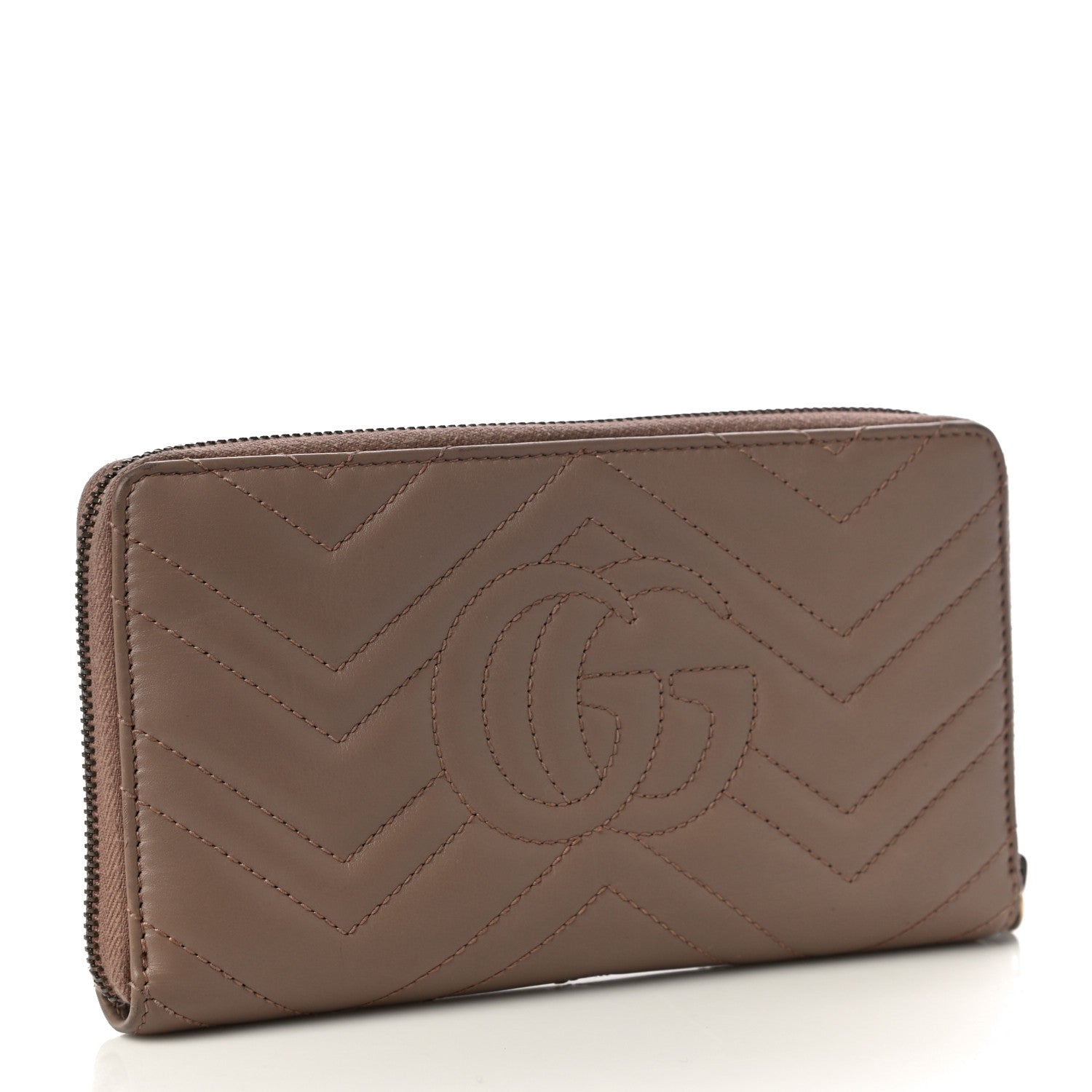 Gucci Calfskin Matelasse GG Marmont Zip Around Organizer Wallet Porcelain Rose 3 of 12