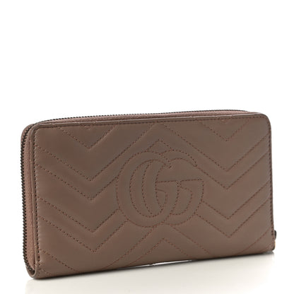 Gucci Calfskin Matelasse GG Marmont Zip Around Organizer Wallet Porcelain Rose 3 of 12