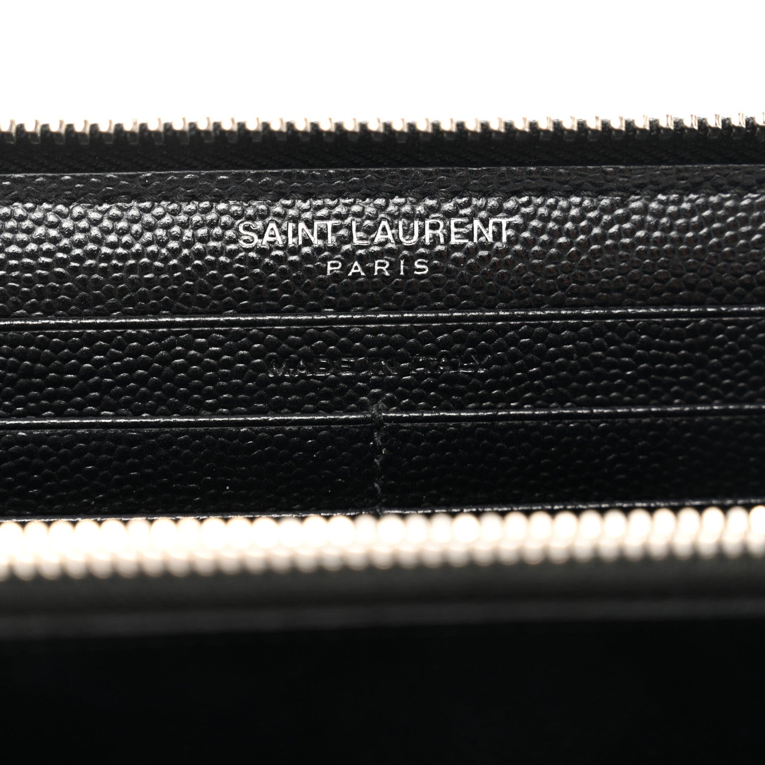 Saint Laurent Grain De Poudre Matelasse Chevron Monogram Zip Around Wallet Black 6 of 7