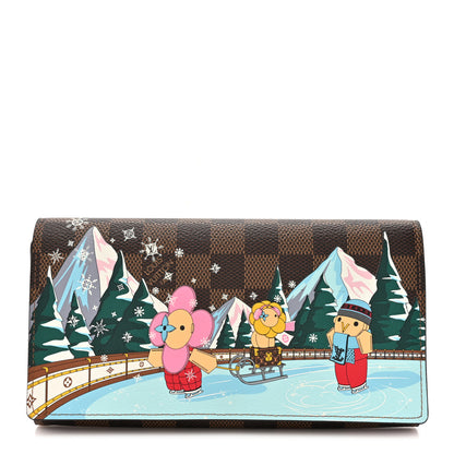 Louis Vuitton Damier Ebene 2023 Christmas Animation Ice Skating Sarah Wallet Pink 1 of 8