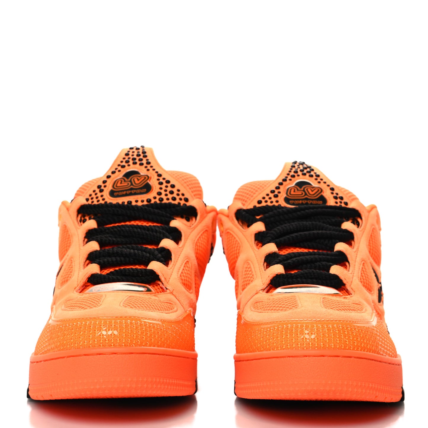 Mens LV Calfskin Mesh Skate Sneaker 11 Orange