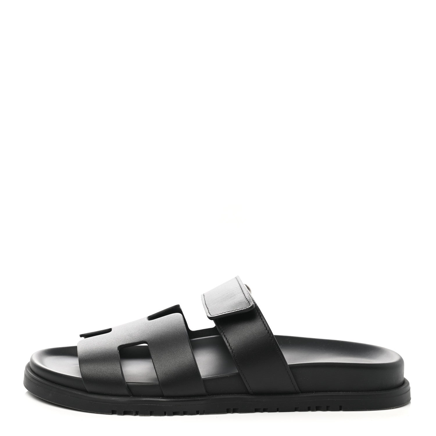 Hermes Calfskin Womens Chypre Sandals 38.5 Black 1 of 9