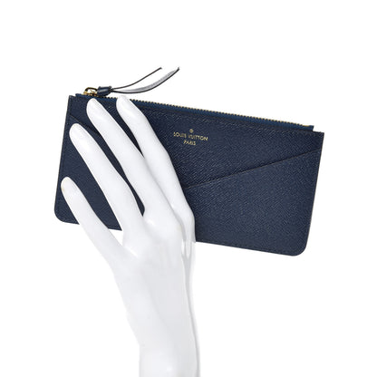 Louis Vuitton Calfskin Jeanne Wallet Zippered Insert Dark Blue 2 of 8