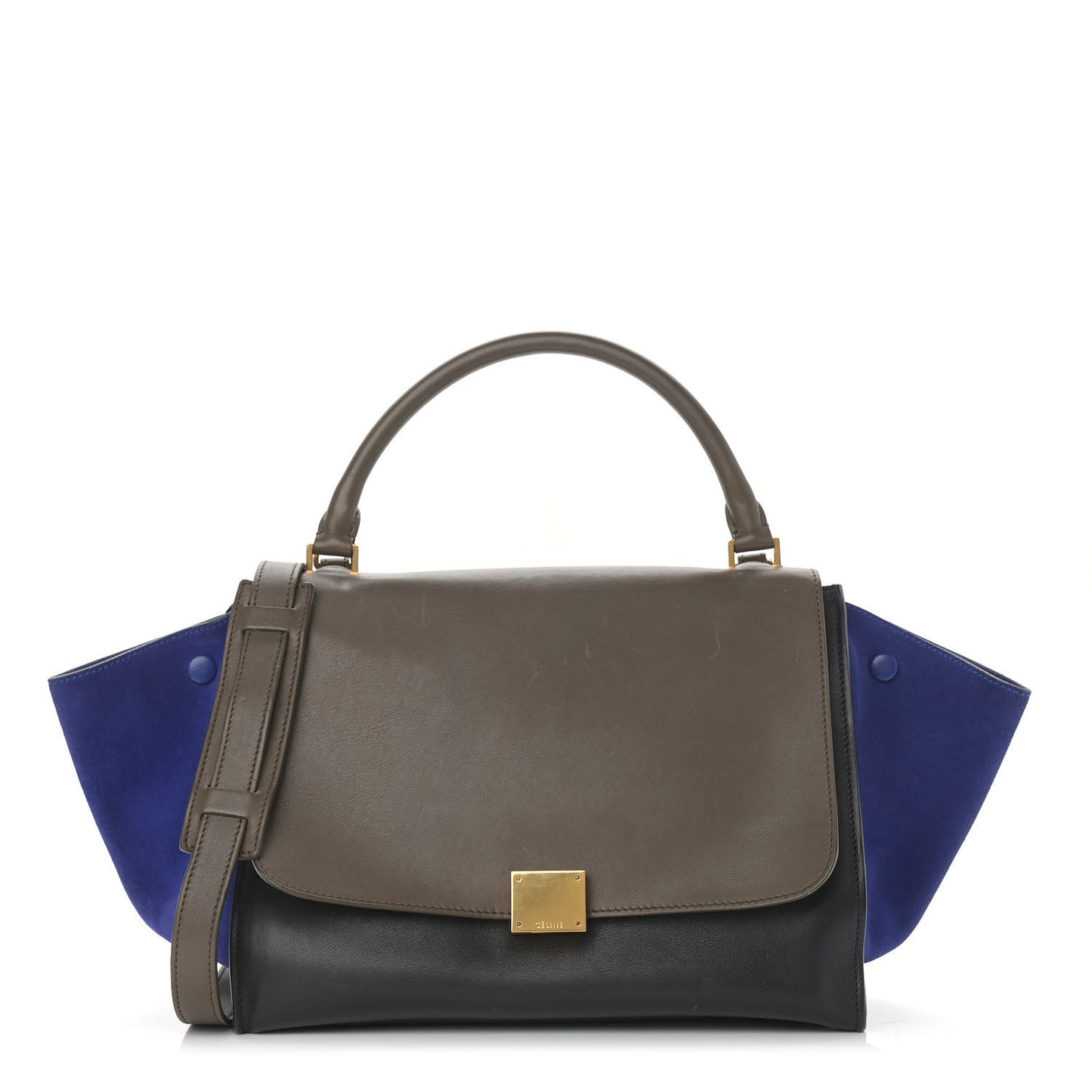 Smooth Calfskin Suede Medium Tri-color Trapeze Indigo