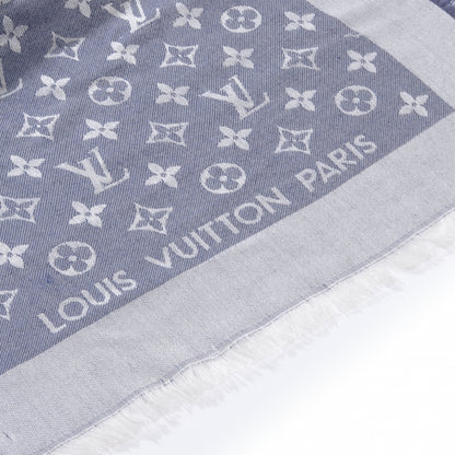 Louis Vuitton Wool Silk Monogram Denim Shawl 3 of 10