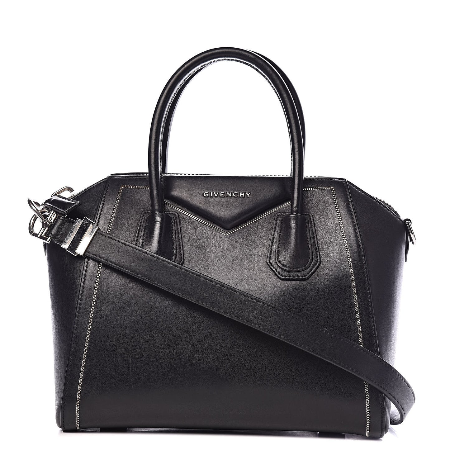 Buffed Calfskin Small Chain Antigona Black