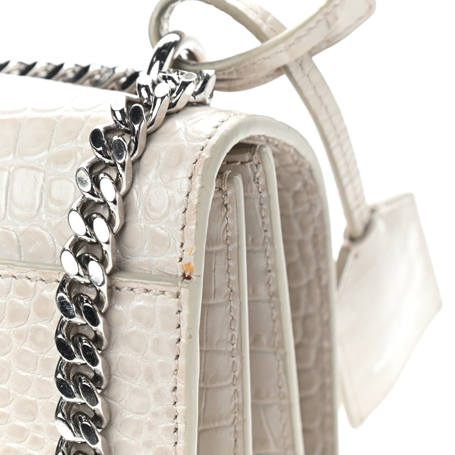 Saint Laurent Calfskin Crocodile Embossed Medium Monogram Sunset Blanc Vintage 11 of 13
