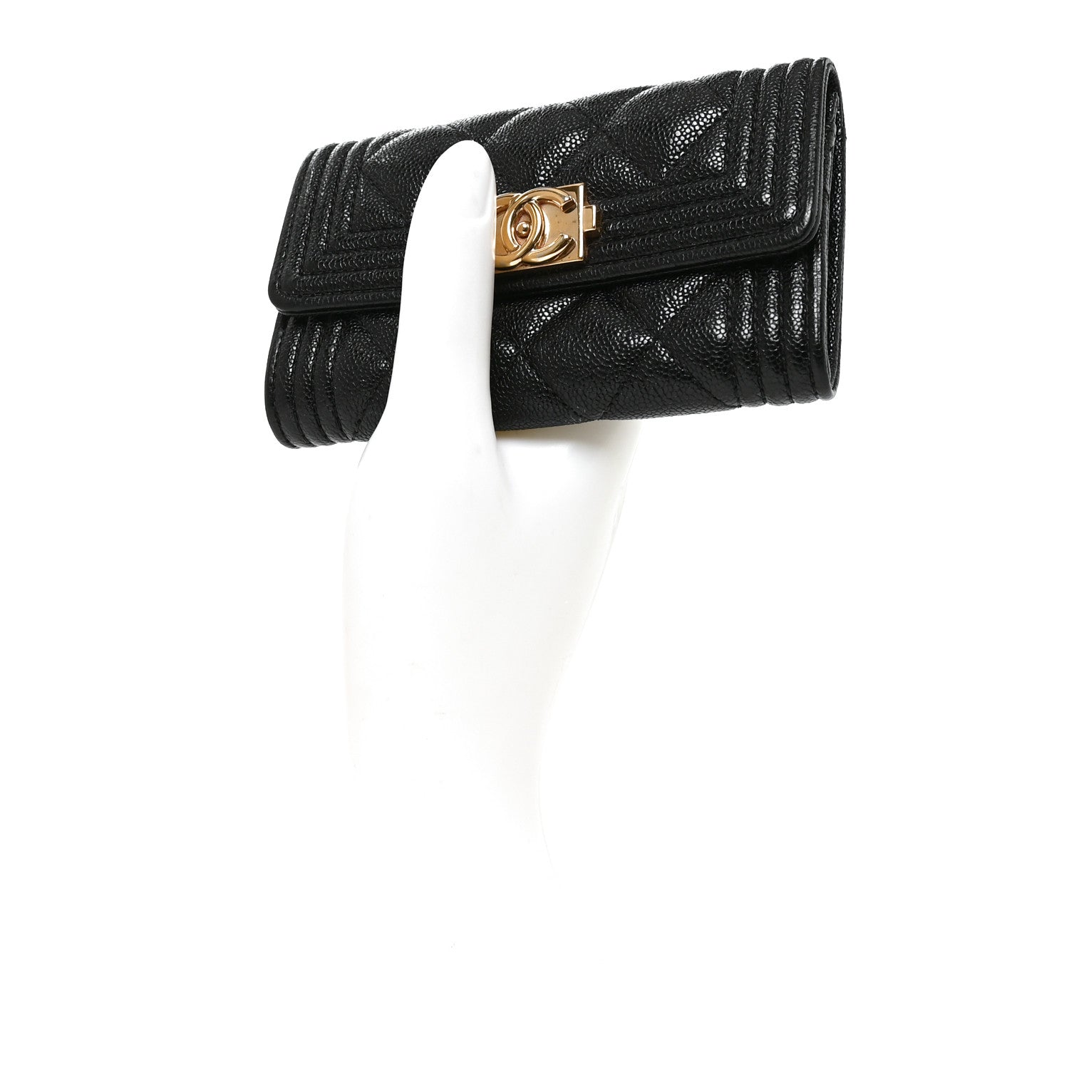 Chanel Caviar Quilted Boy Flap Card Holder Black 2 of 8