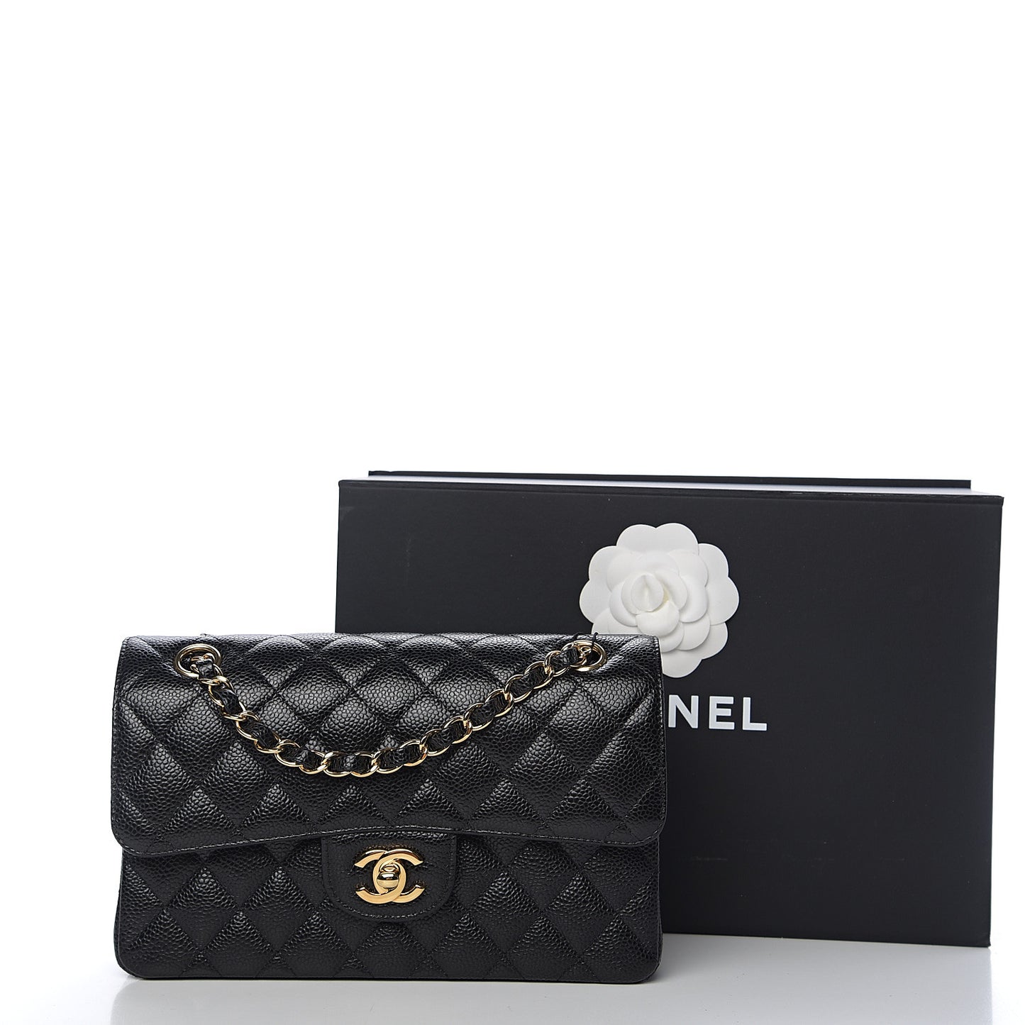 Caviar Quilted Small Double Flap Black