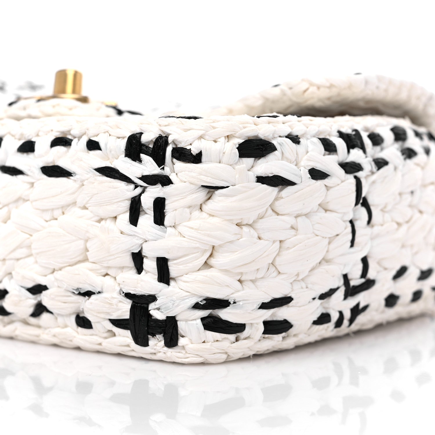 Chanel Raffia Effect Tweedy Mini Flap Bag White Black 9 of 10