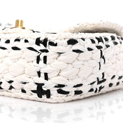 Chanel Raffia Effect Tweedy Mini Flap Bag White Black 9 of 10