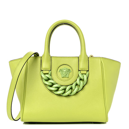 Versace Grained Calfskin Small La Medusa Chain Tote Citron 1 of 9