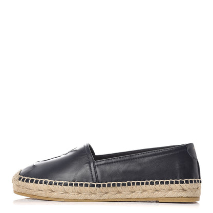 Saint Laurent Lambskin Monogram Espadrilles 34 Navy 1 of 9