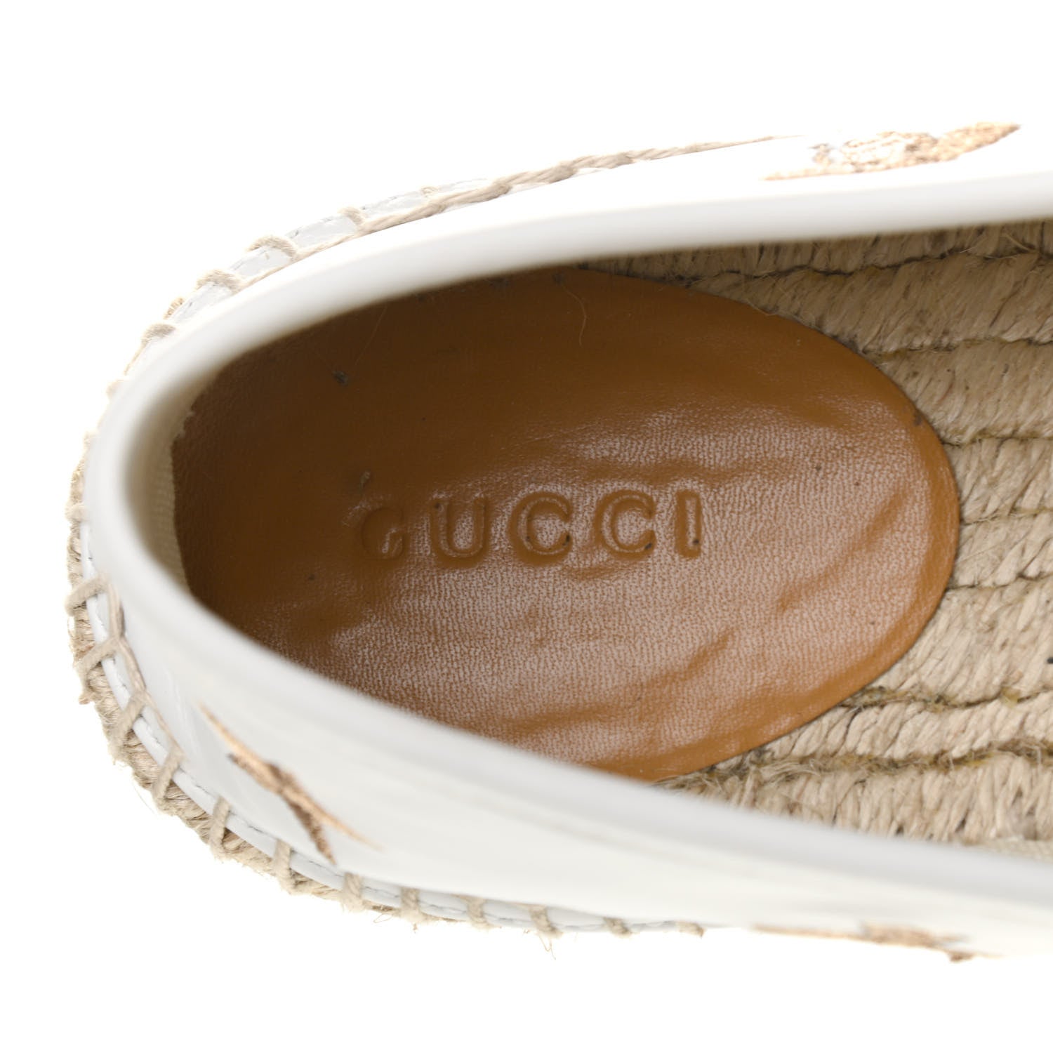 Gucci Calfskin Bee Star Embroidered Espadrilles 37 White 6 of 9