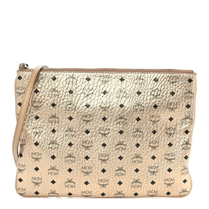 MCM Metallic Visetos Medium Crossbody Pouch Berline Gold 1 of 10