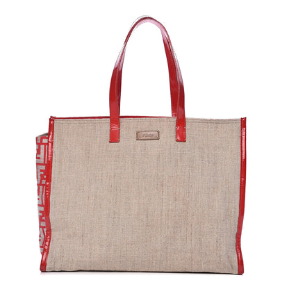 Fendi Linen Patent FF Shopping Tote Fragola 1 of 17