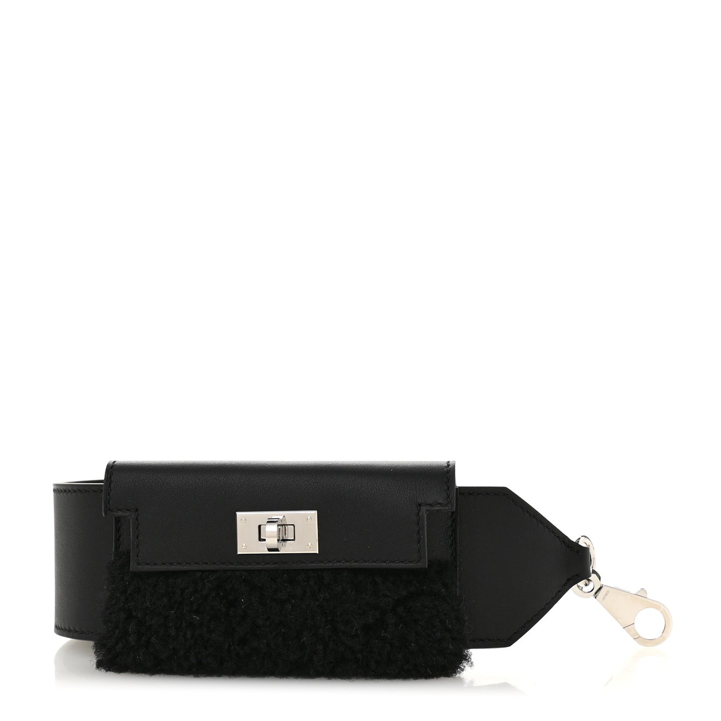 Swift Shearling Pocket Kelly Shoulder Strap Black