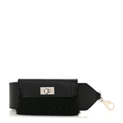 Hermes Swift Shearling Pocket Kelly Shoulder Strap Black 1 of 6