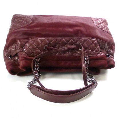 Chanel Calf Hair Quilted Drawstring Tote Burgundy 5 of 11