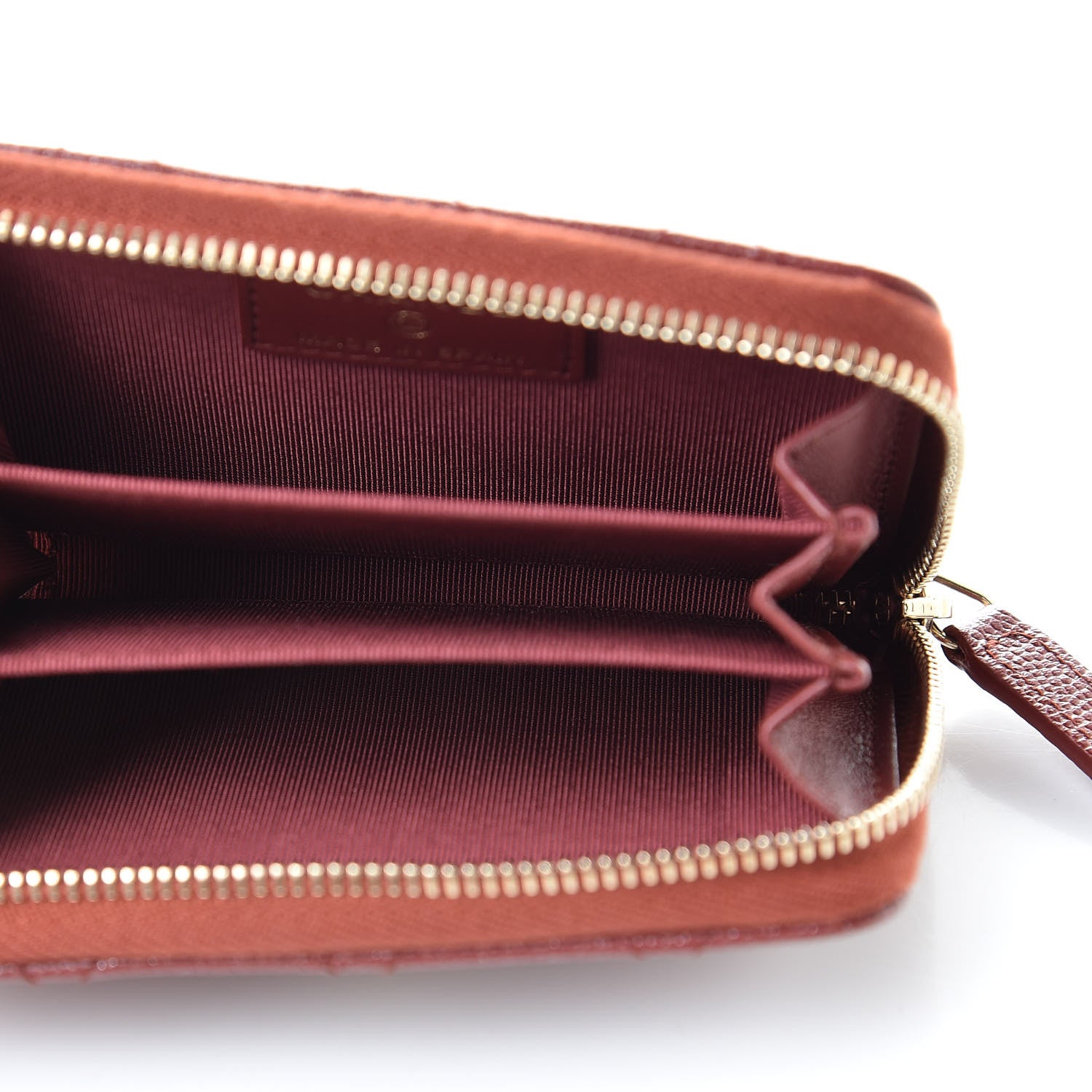Chanel Iridescent Caviar Quilted Zip Coin Purse Burgundy 5 of 8