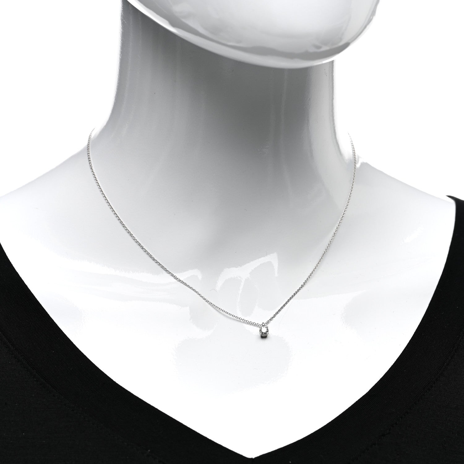 Tiffany Platinum Diamond .20ct Solitaire Pendant Necklace 2 of 5