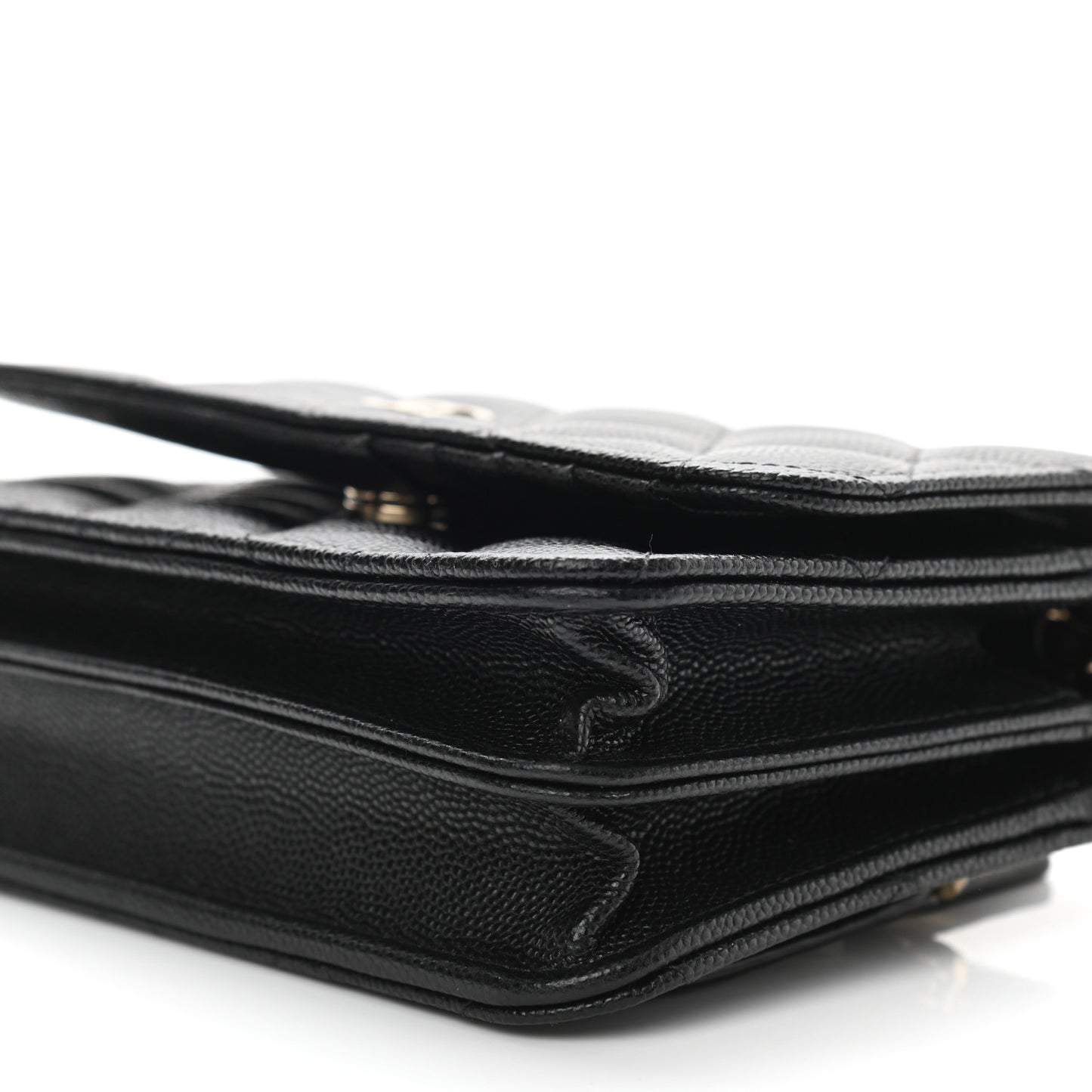 Caviar Quilted Mini Wallet On Chain WOC Black