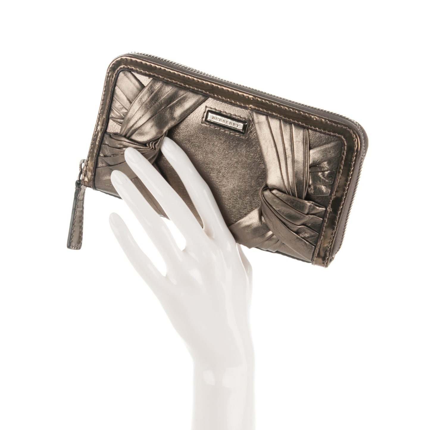 Calfskin Patent Knot Wallet Bronze