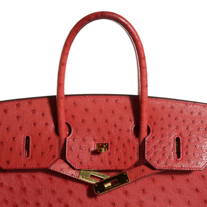 Hermes Ostrich Birkin 35 Rouge Vif 20 of 27