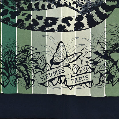 Hermes Silk Carre Jungle Love Rainbow Scarf 90 Marine Vert Petrole 2 of 4