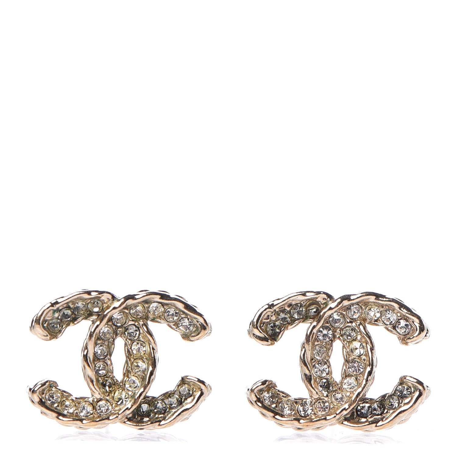 Chanel Crystal CC Earrings Light Gold 1 of 6