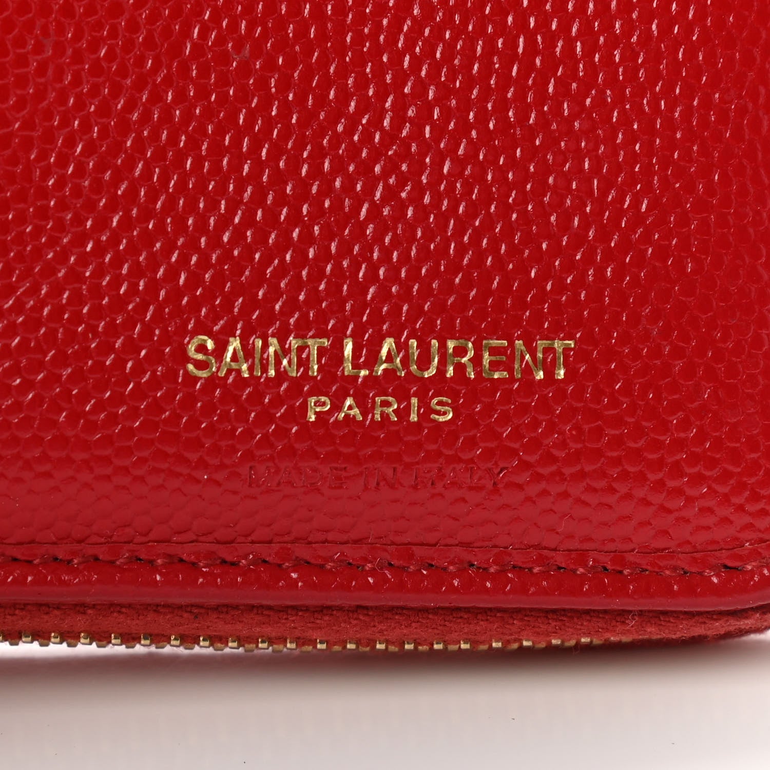 Saint Laurent Grain De Poudre Matelasse Chevron Monogram Compact Zip Around Wallet Red 8 of 13