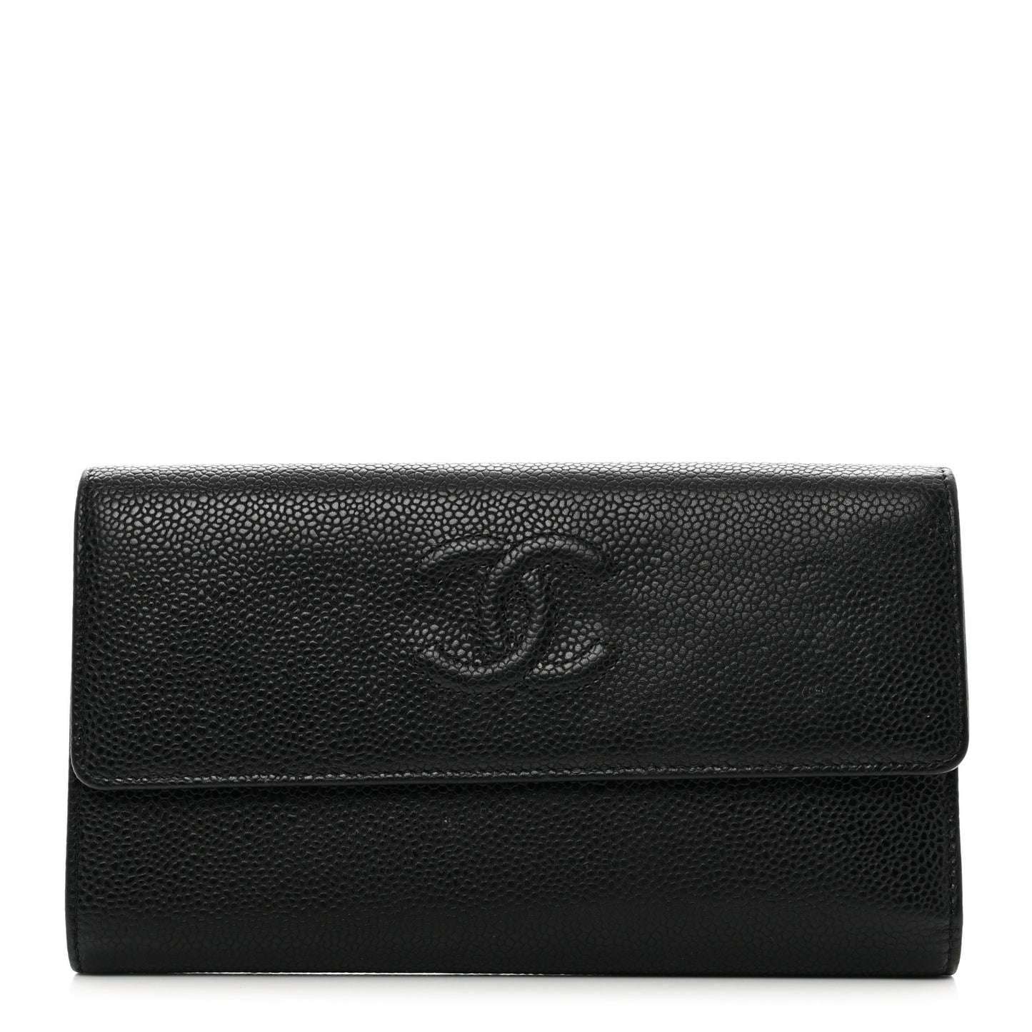 Caviar Timeless CC Large Gusset Flap Wallet Black