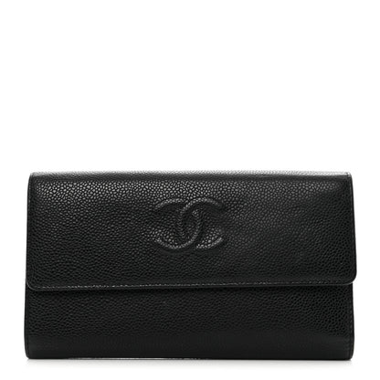 Chanel Caviar Timeless CC Large Gusset Flap Wallet Black 1 of 12