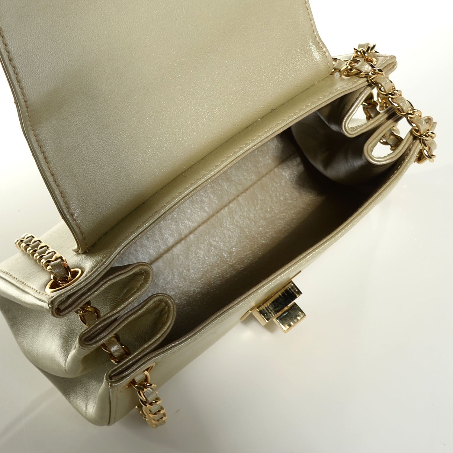 Chanel Lambskin Chocolate Bar Accordion Mademoiselle Small Flap Light Gold 5 of 8