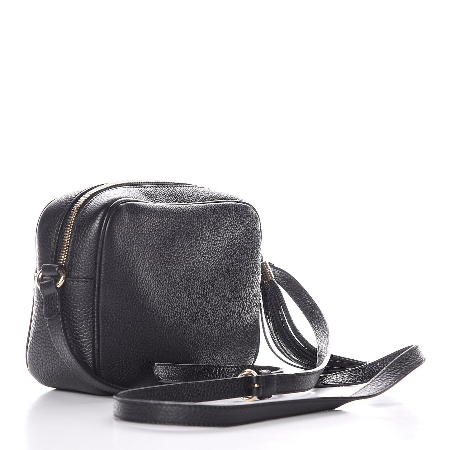 Pebbled Calfskin Small Soho Disco Bag Black