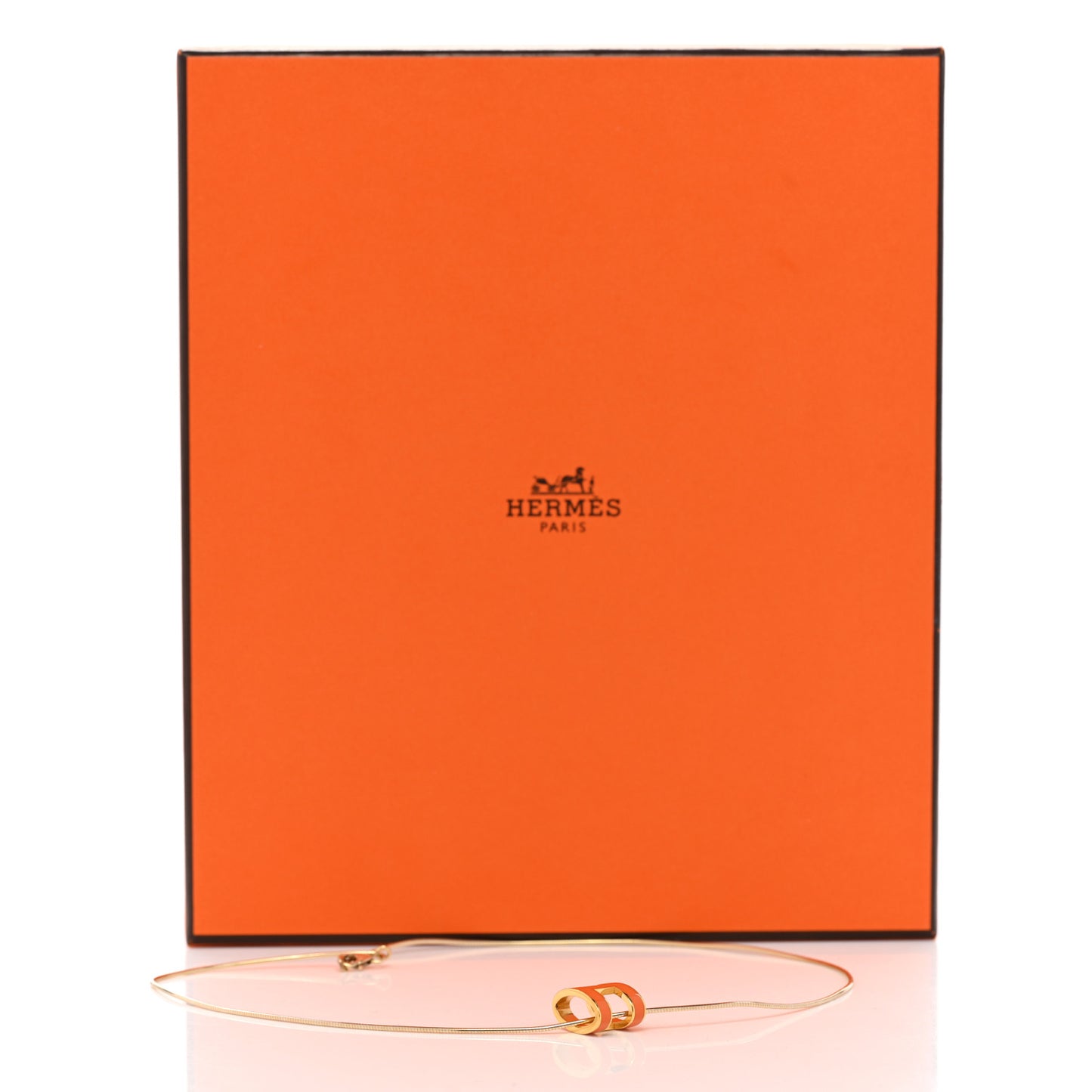 Lacquered Gold Pop H Pendant Necklace Orange