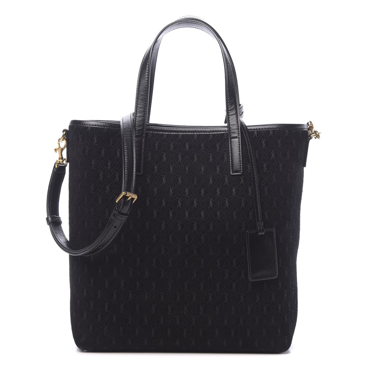 Suede Monogram Embossed Toy Shopping Bag Black
