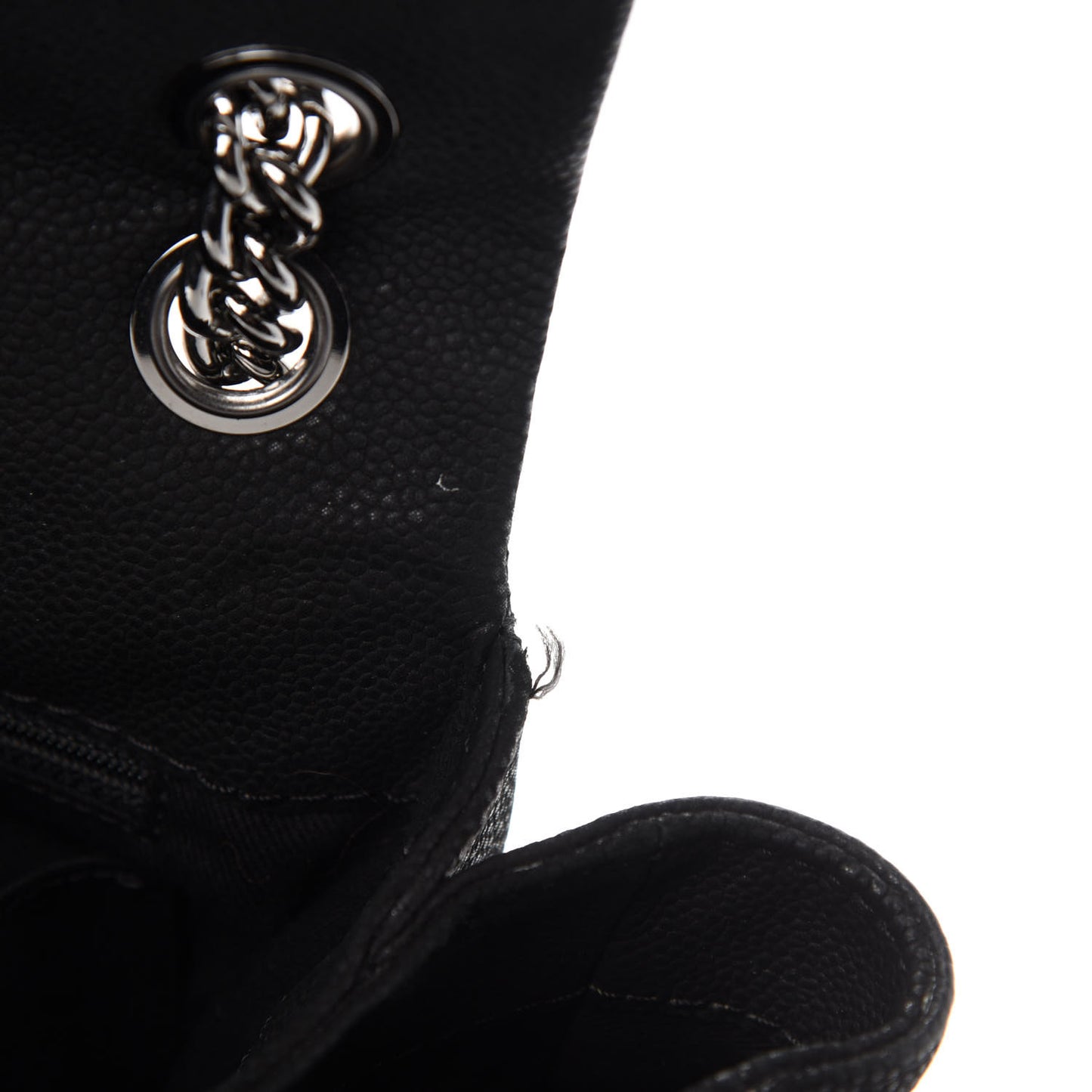 Iridescent Caviar Quilted Medium Lady Pearly Flap Black