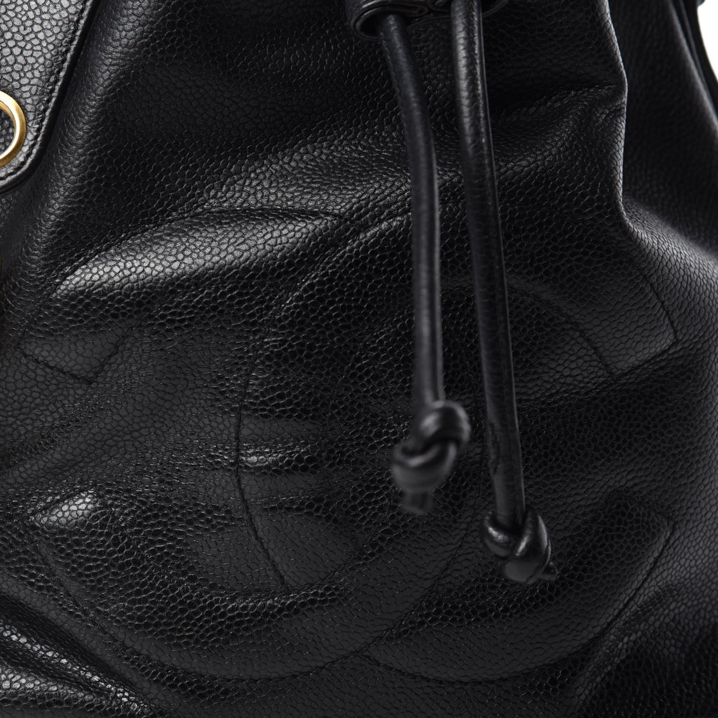CC Stitched Drawstring Bucket Bag Black