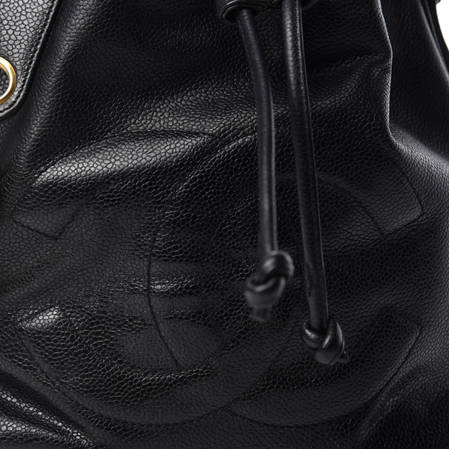 Chanel CC Stitched Drawstring Bucket Bag Black 12 of 12