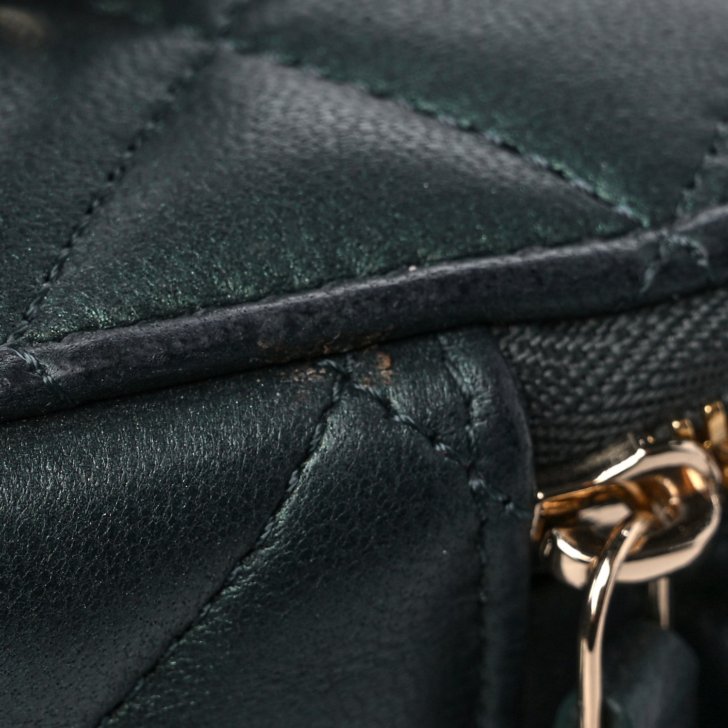 Chanel Iridescent Lambskin Quilted Small Top Handle Vanity Case With Chain Dark Green 14 of 15