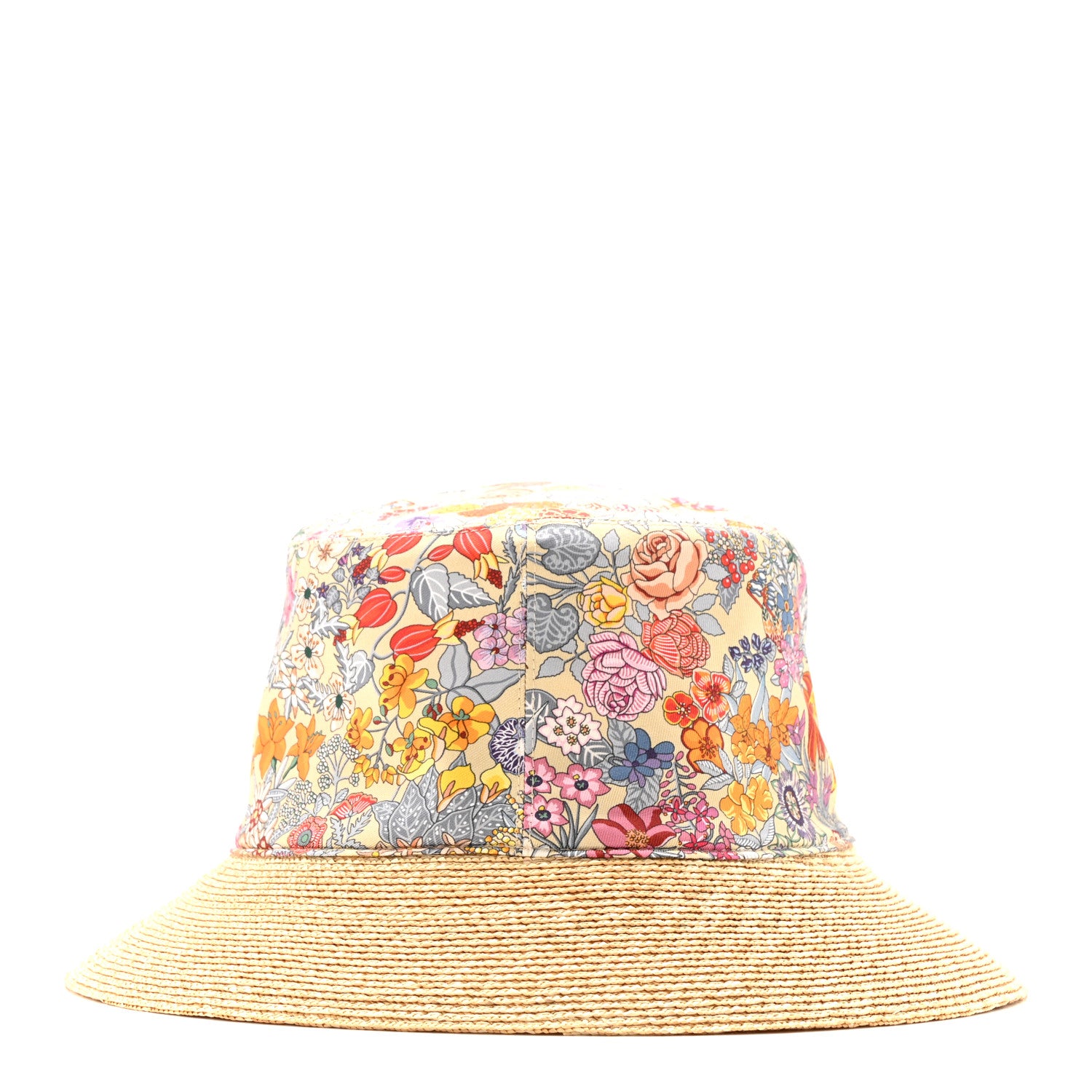Hermes Straw Silk Cotton Harper Bloom Bucket Hat 58 Naturel Beige 5 of 9