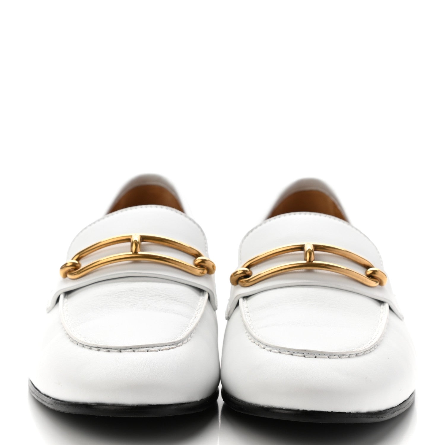 Hermes Calfskin Womens Colette Loafers 37 White 2 of 11
